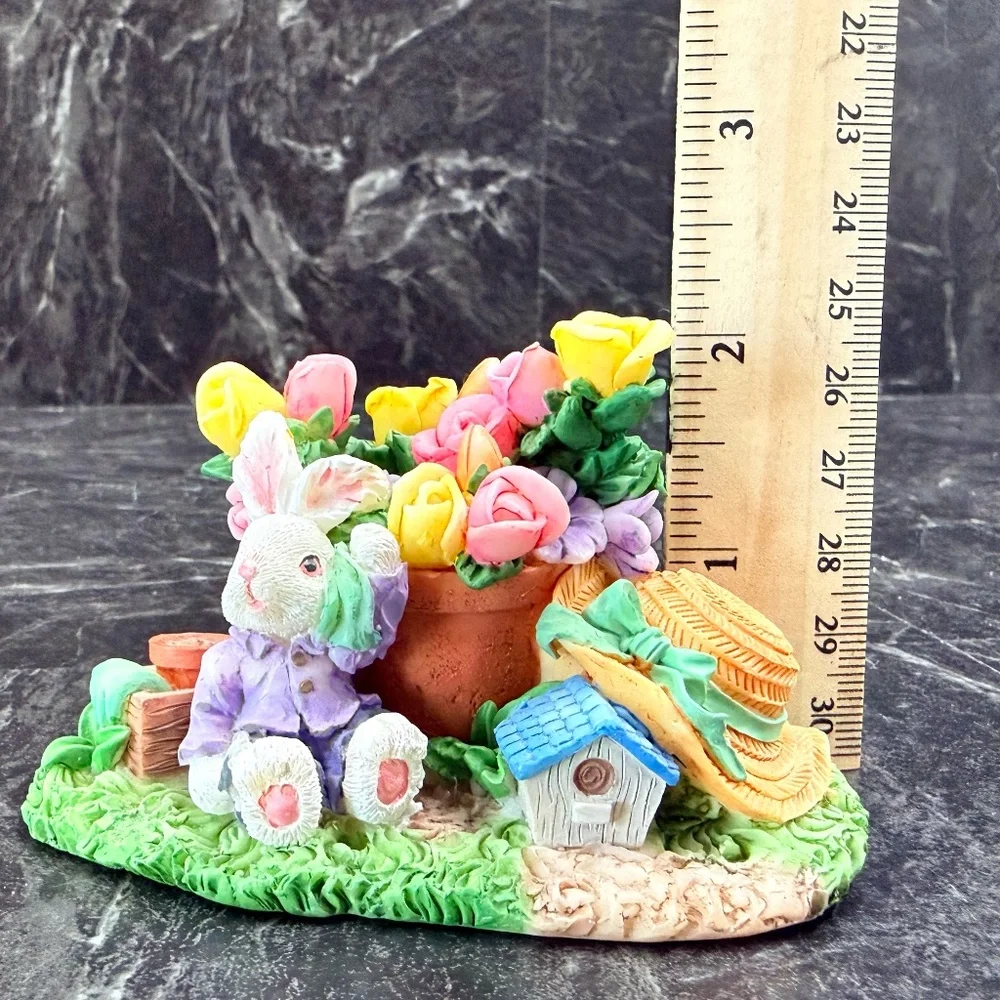 Bunny With Flowers Figurine
